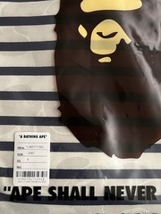 A Bathing Ape BAPE Camo Long Sleeve T-Shirt Ivory w/Navy Stripes Size S