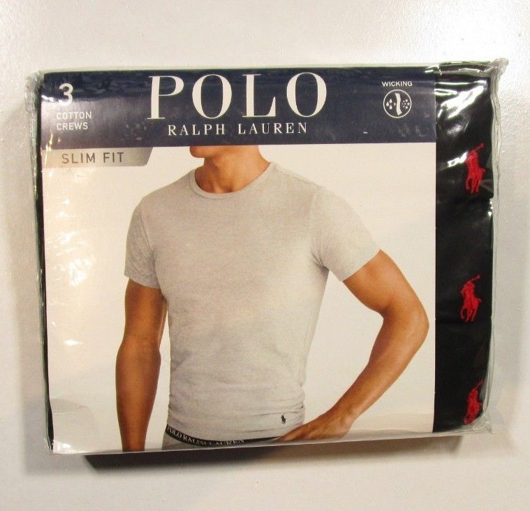 Polo Ralph Lauren Men's Black Slim Fit Crew-Neck Moisture Wicking T-Shirt 3 Pack gallery
