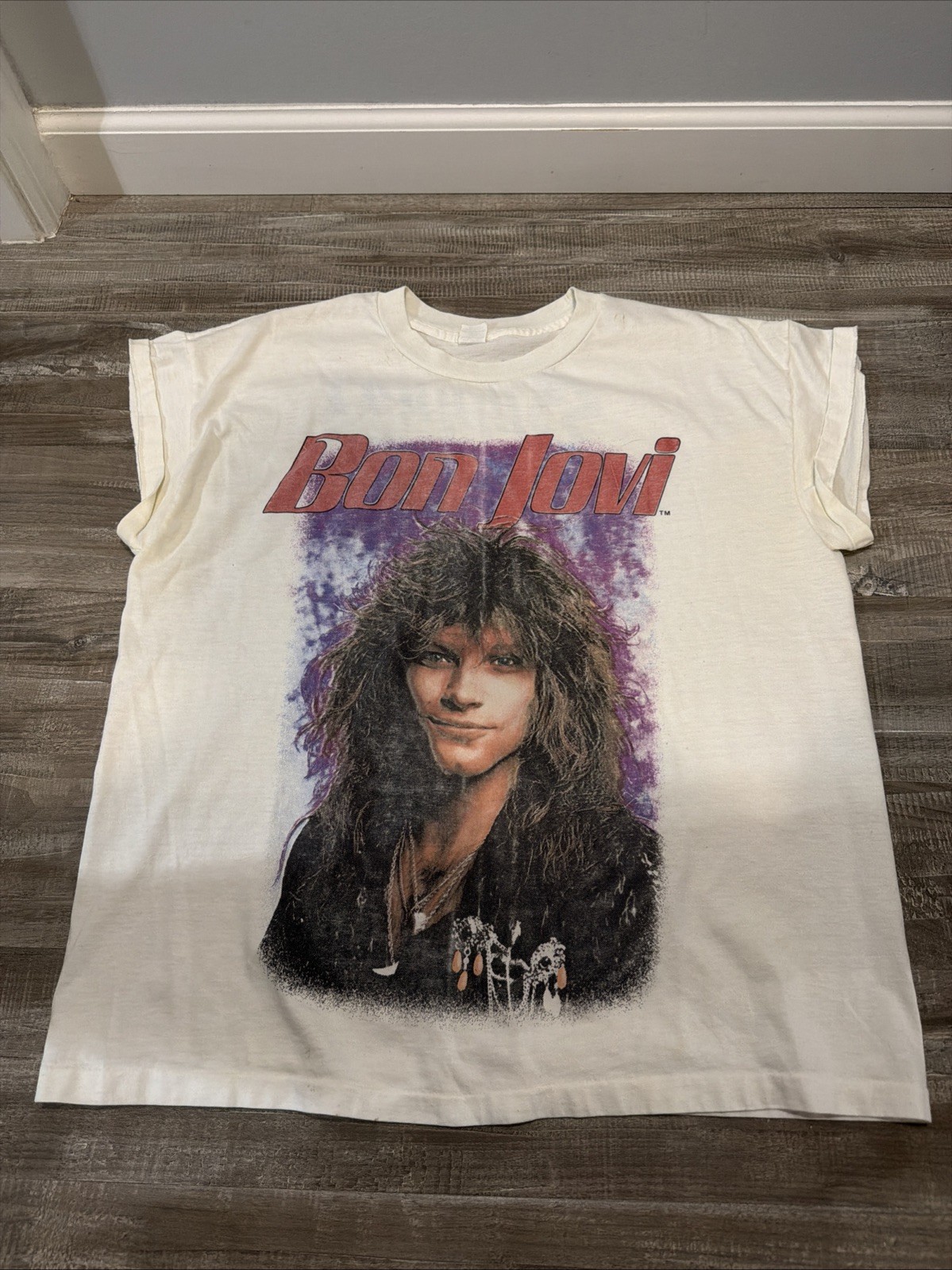 Vtg 80s Bon Jovi Slippery When Wet Tour T-Shirt OSFA Made in USA SS