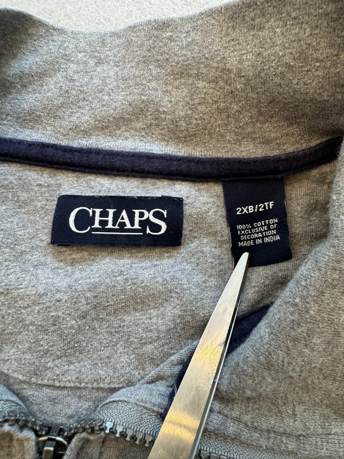 Chaps Shirt Mens XXL Big Gray 1/4 Zip Stand Collar Crest Logo Golf Casual Layer gallery
