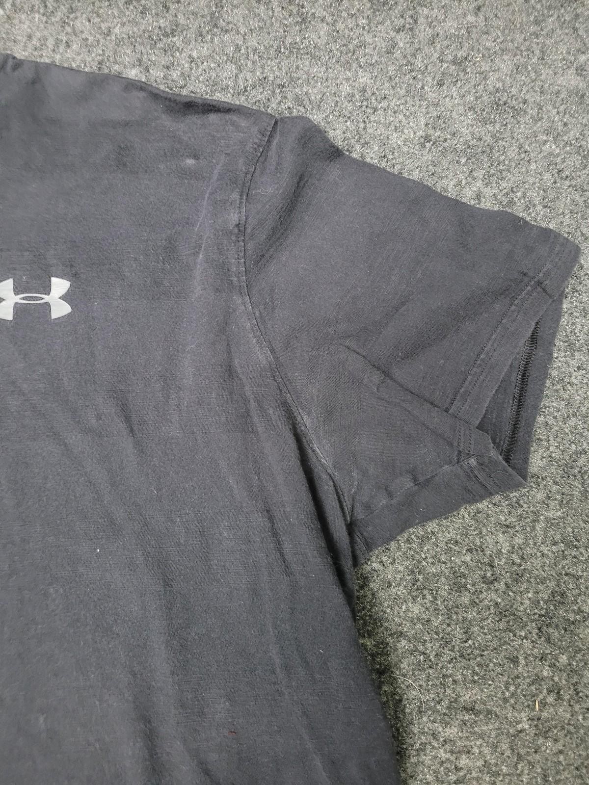 Under Armour Shirt Mens Large Black HeatGear Logo Crew Neck Moisture Wicking gallery