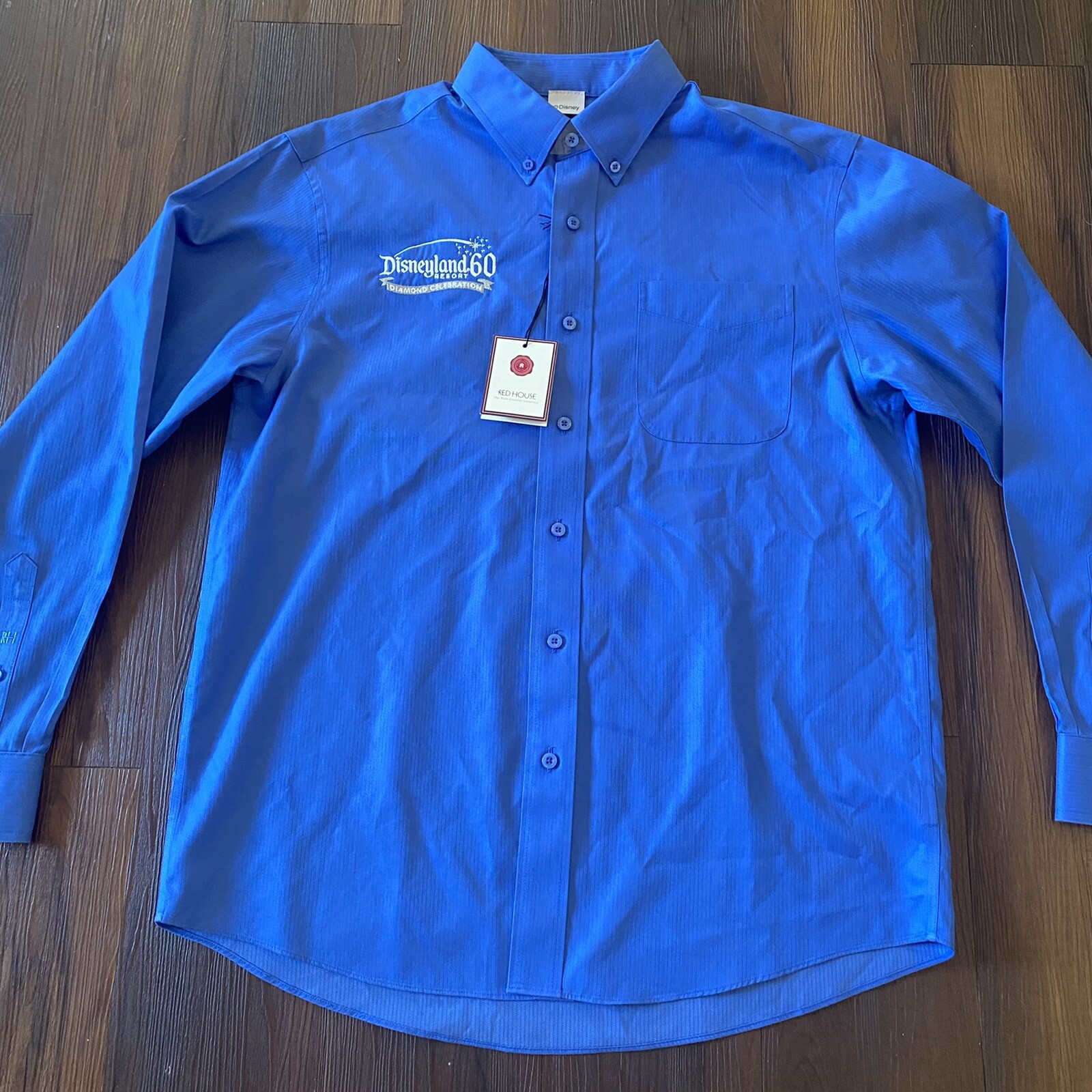 Disneyland Resort Button Dress Shirt Sz M Diamond Celebration Blue Long Sleeve gallery