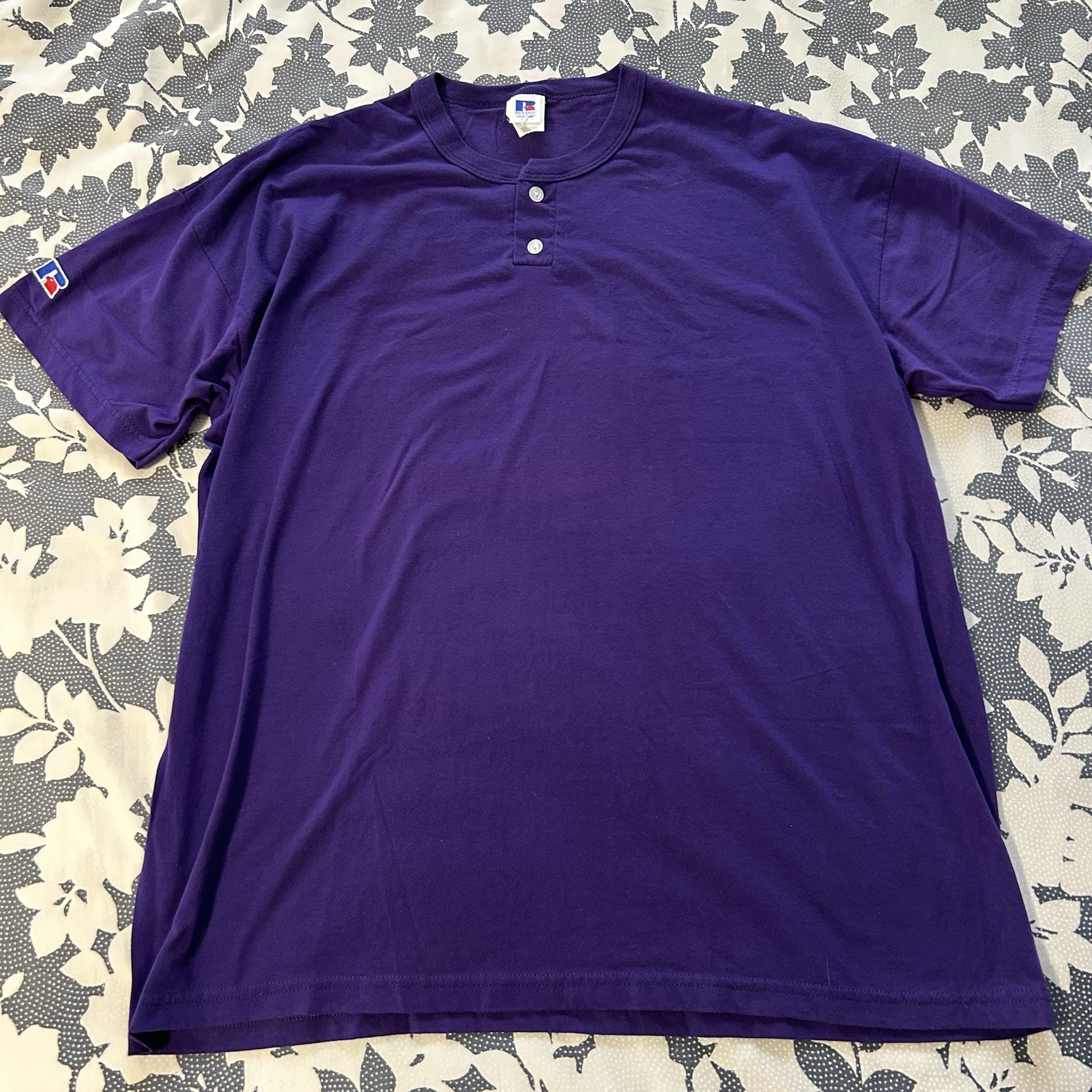 Vintage Russell Athletic NuBlend Henley Shirt Purple Mens XXL Blank 2000s Y2K gallery