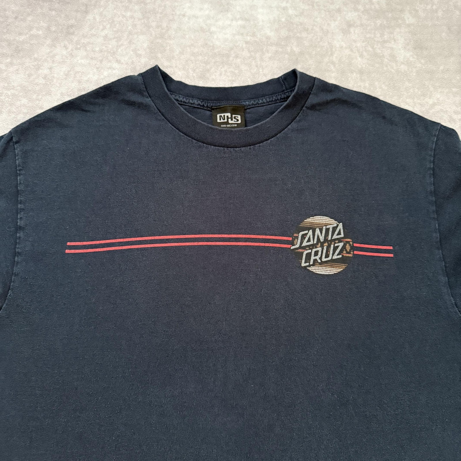 Vintage Santa Cruz Skateboards Shirt Mens L Blue Long Sleeve Stripe Graphic Surf gallery