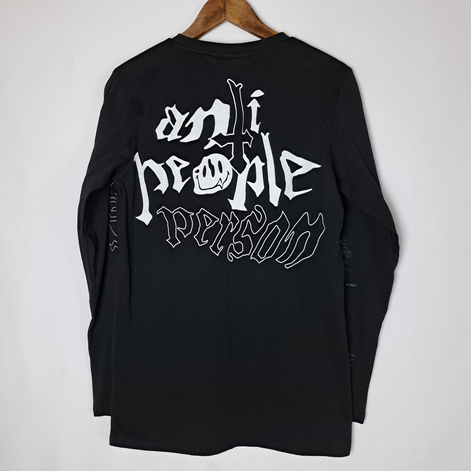 Killstar T-Shirt Mens Small Black Long Sleeve "ANTI PEOPLE PERSON" Skull gallery
