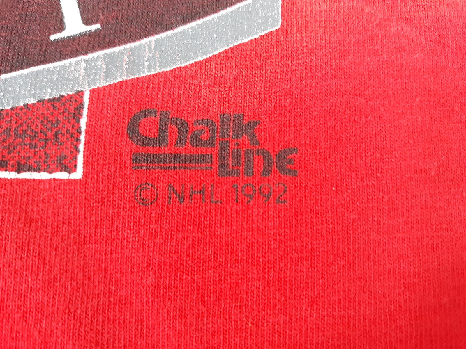 Vintage DETROIT RED WINGS 1992 NHL Hockey 90s Chalk Line t-shirt Red Canada L gallery