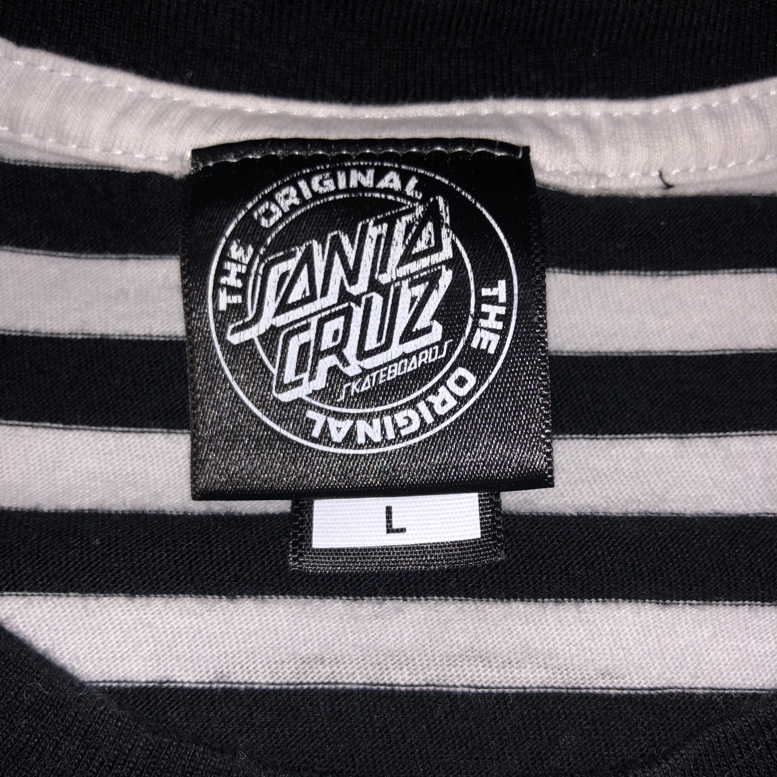 Santa Cruz Skateboards Shirt Dot Logo Striped Black And White Hip Hop gallery