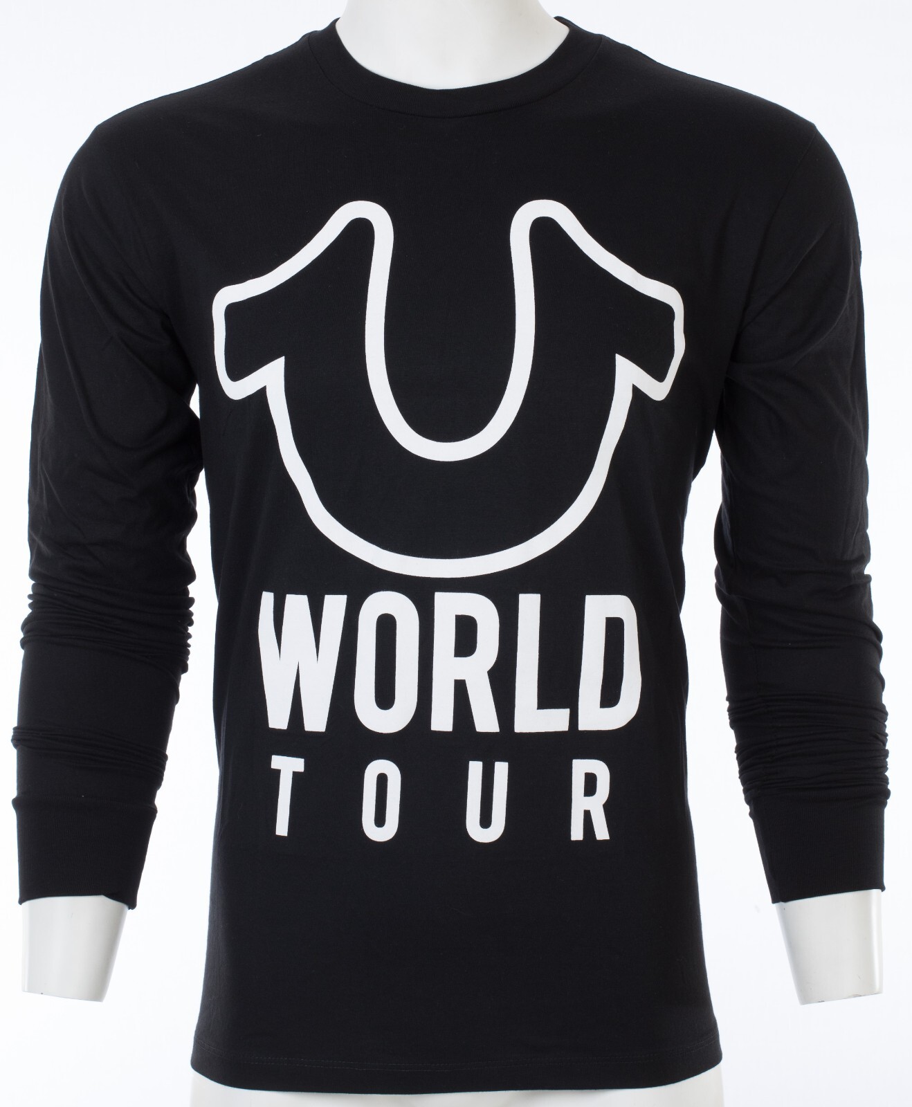 $79 TRUE RELIGION Black White WORLD TOUR Long Sleeve Designer Graphic T-shirt gallery