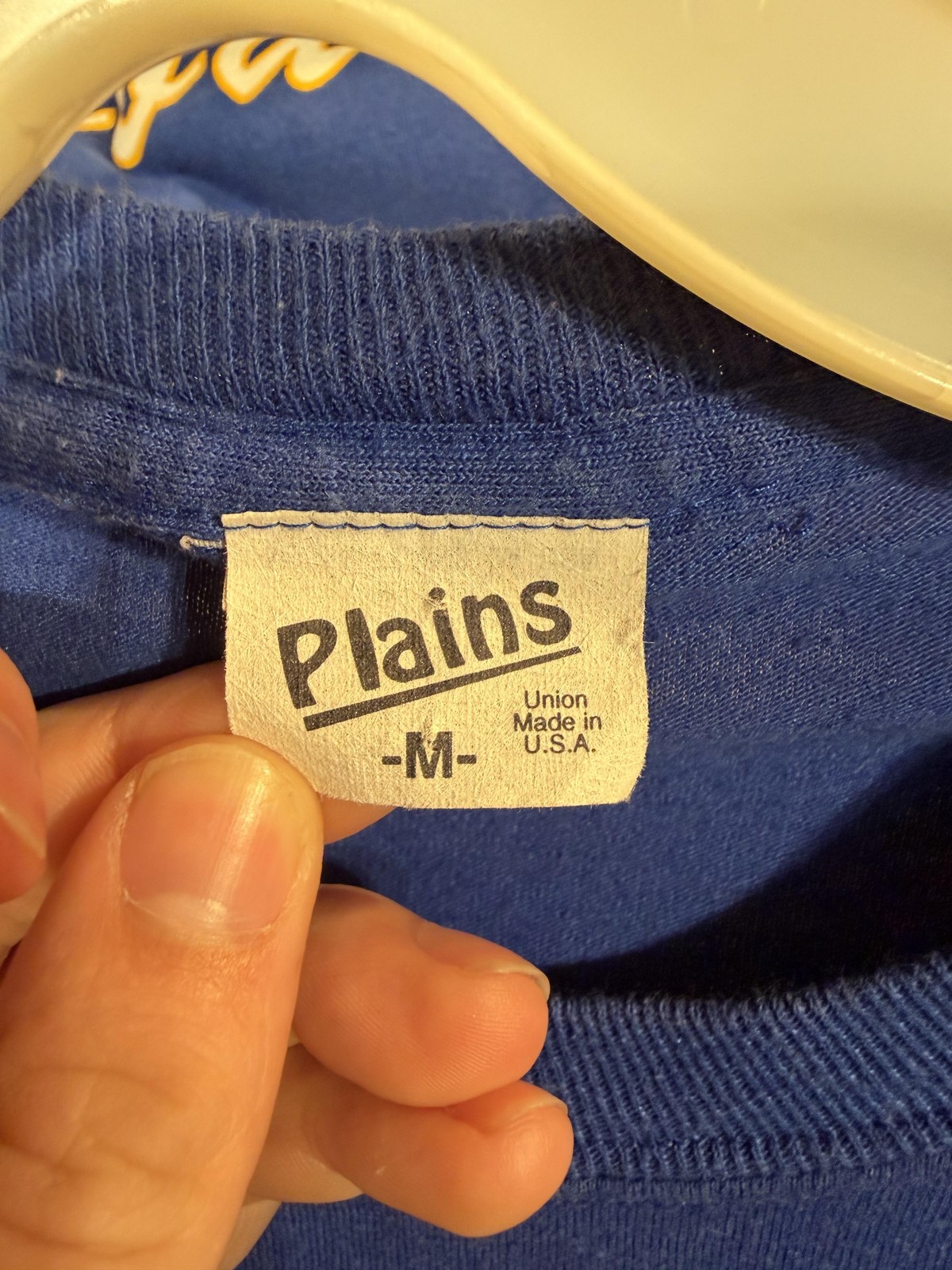Vintage Plains Shirt Mens Medium Blue Unions Don't Quit We Vote Graphic Tee 80s gallery
