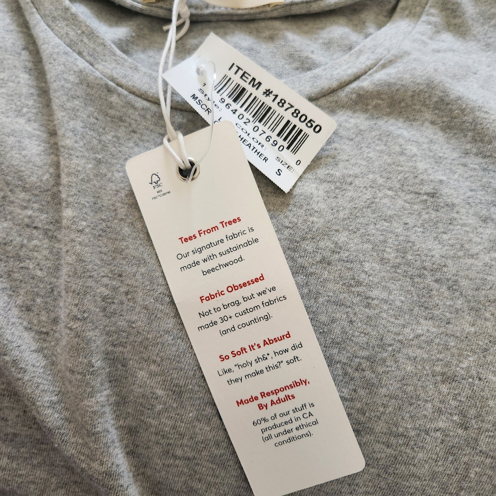 Marine Layer T Shirt Absurdly Soft Tee Signature Made in USA NWT Mens Small Gray gallery