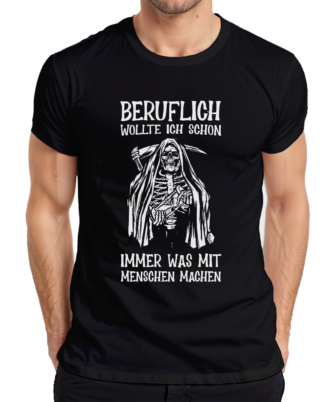Professionally I Wanted to Work With People Grim Reaper Humor Dark Men’s T-Shirt