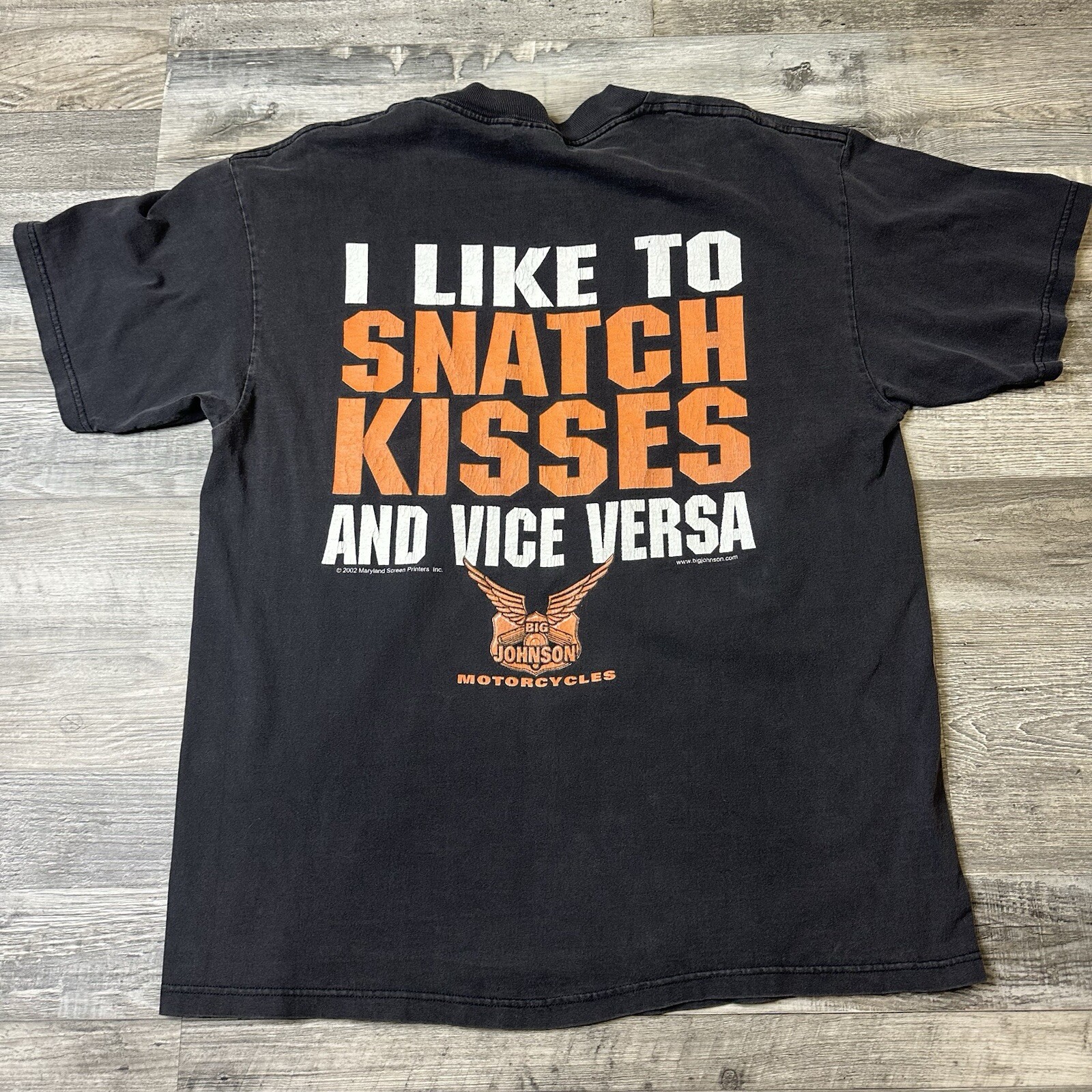 Vintage Big Johnson Motorcycles T Shirt Snatch Kisses And Vice Verse Size Large gallery