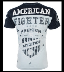 AMERICAN FIGHTER Light Blue Navy GRADUATE Athletic Graphic T-shirt NWT