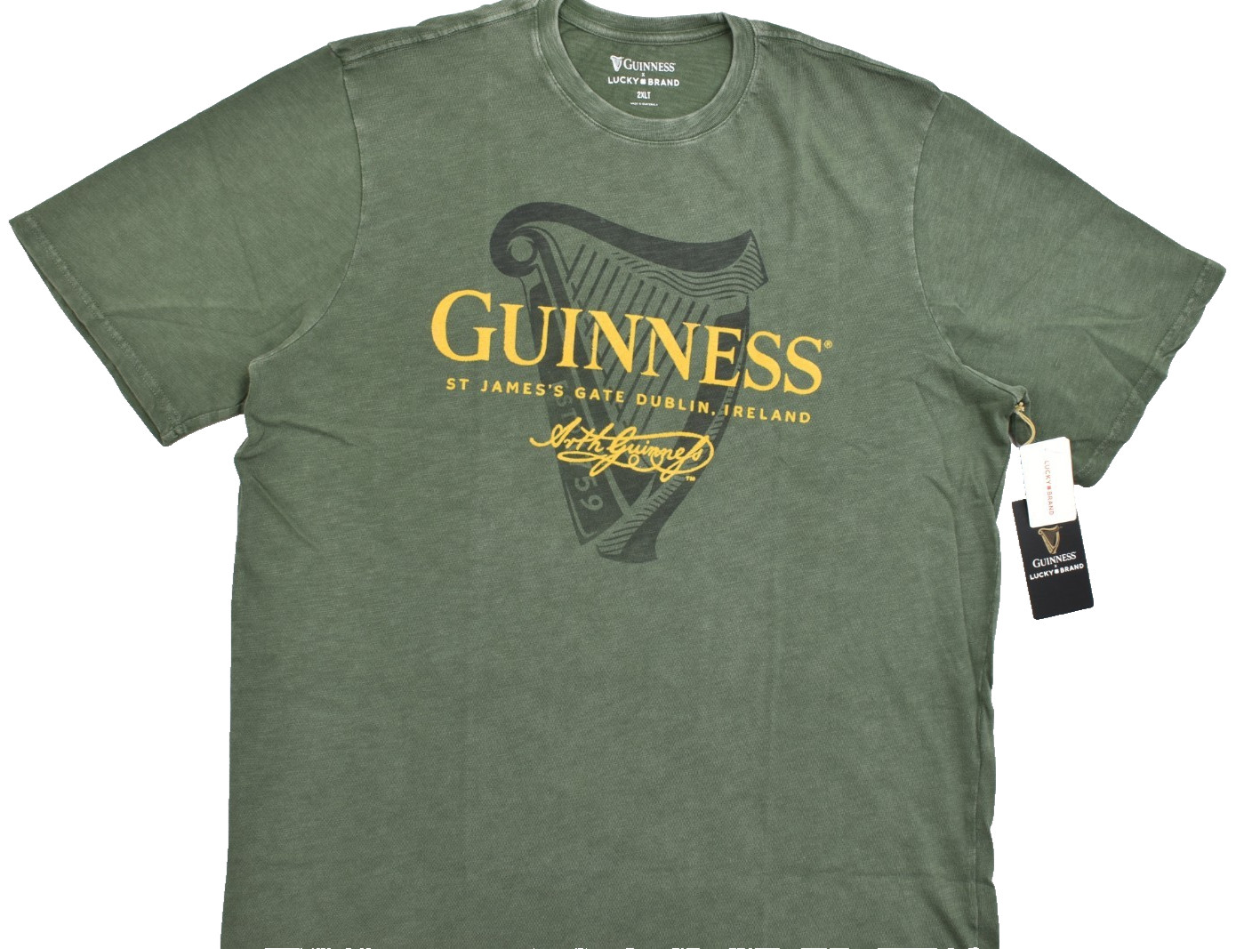 Lucky Brand Men's Guinness Harp Tee Short Sleeve Green Crew Neck Size 2XLT NEW gallery