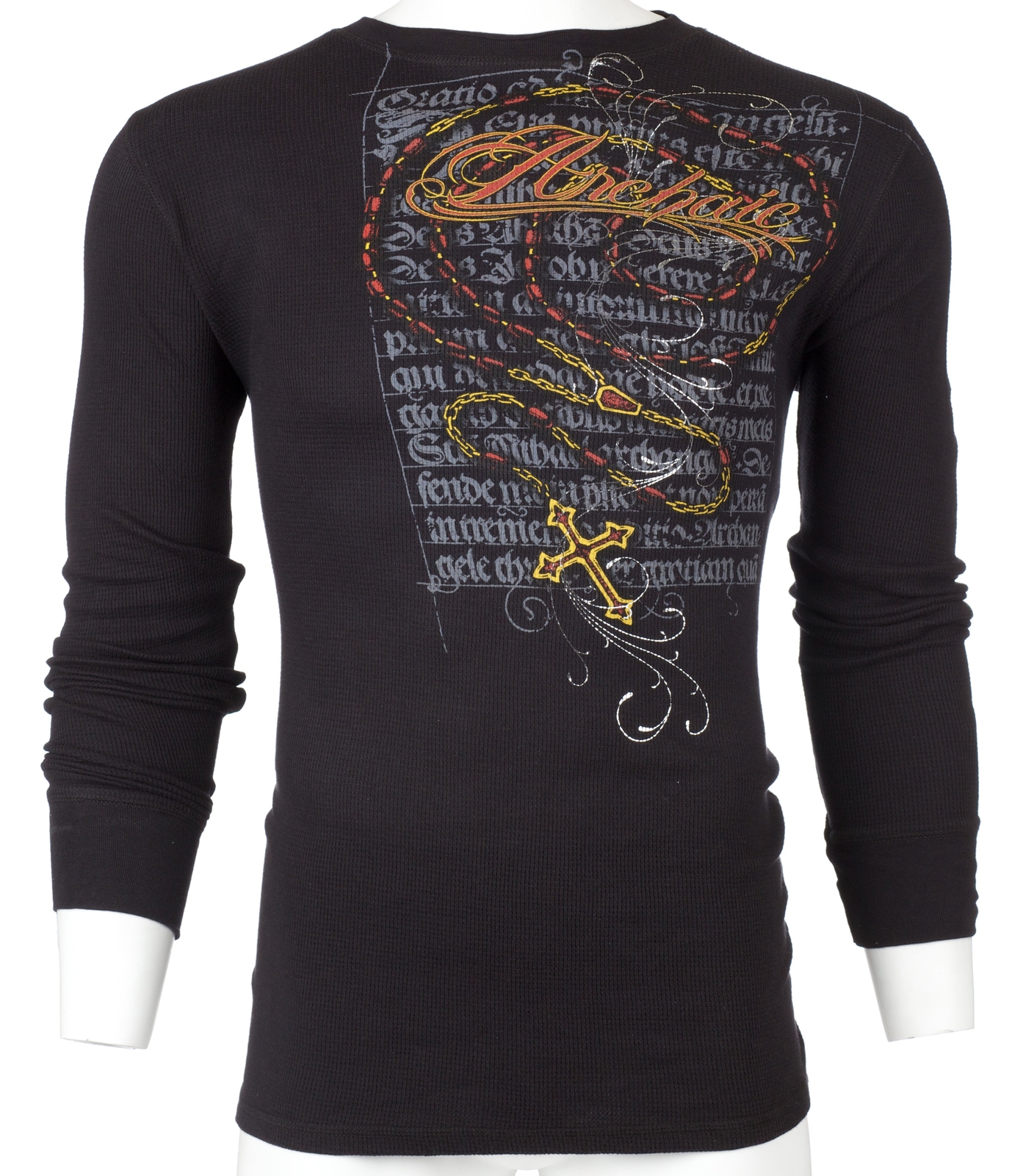 Archaic by Affliction Men's Thermal Shirt DEATH MARY Skull Biker Black gallery