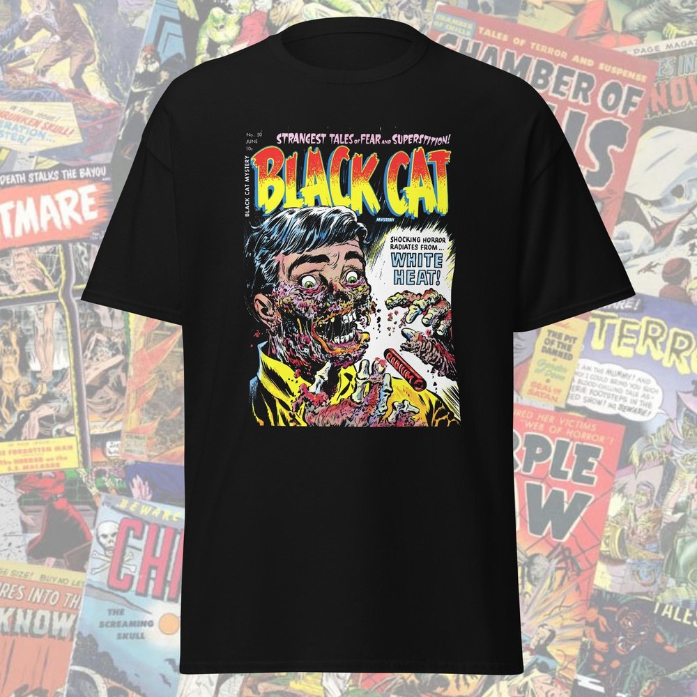 Black Cat Mystery 50 Pre Code Horror Comic Cover Tee Gore Punk Goth
