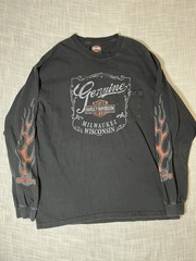 Vintage Harley Davidson Uke’s- Hd Kenosha Wisconsin Flame Long Sleeve XL