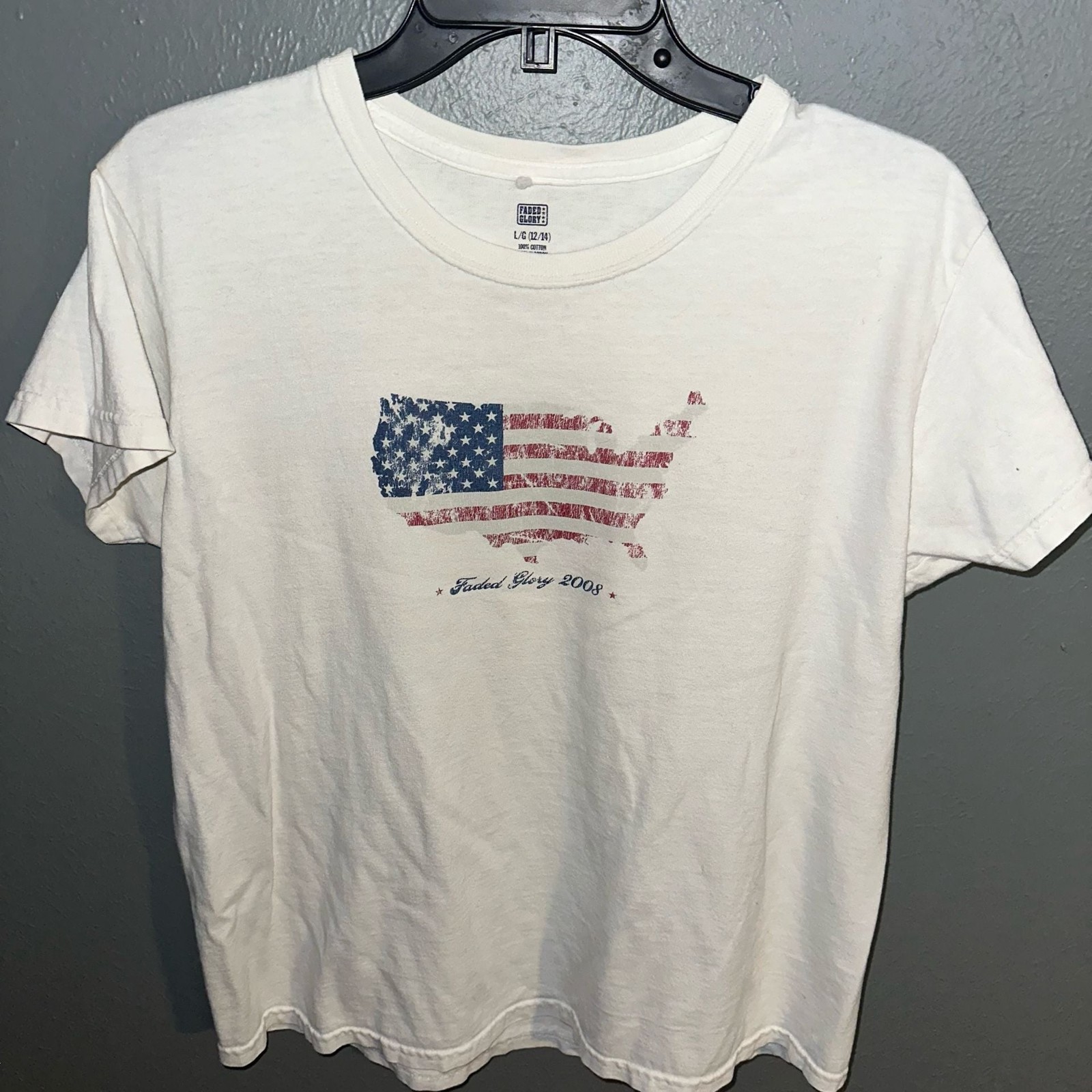 Faded Glory 2008 USA Flag Map Graphic T-Shirt