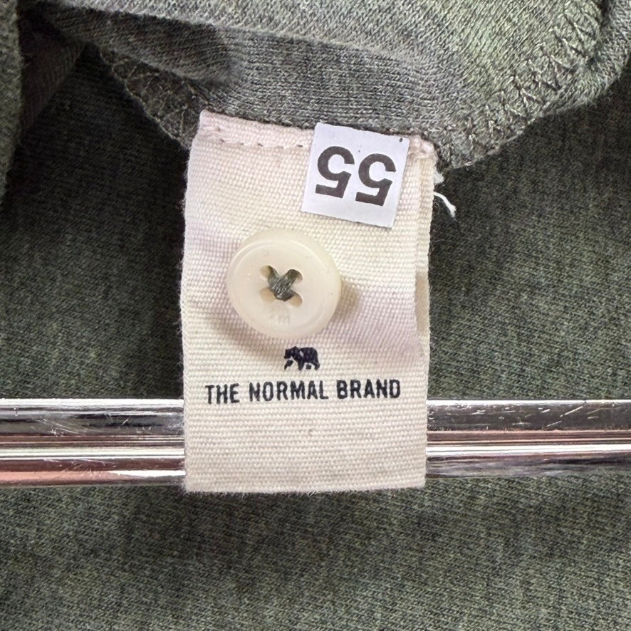 The Normal Brand Mens Large Olive Green Long Sleeve Raglan Henley Shirt Casual gallery
