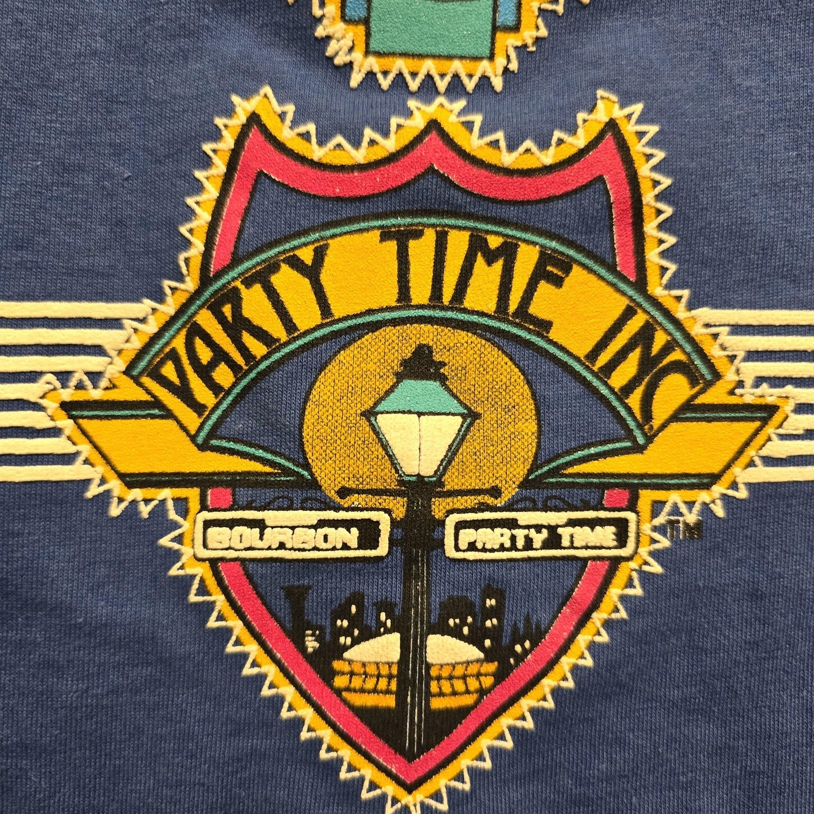 Vintage New Orleans Shirt Mens Large Blue Graphic Jazz Club Bourbon Street 80s gallery