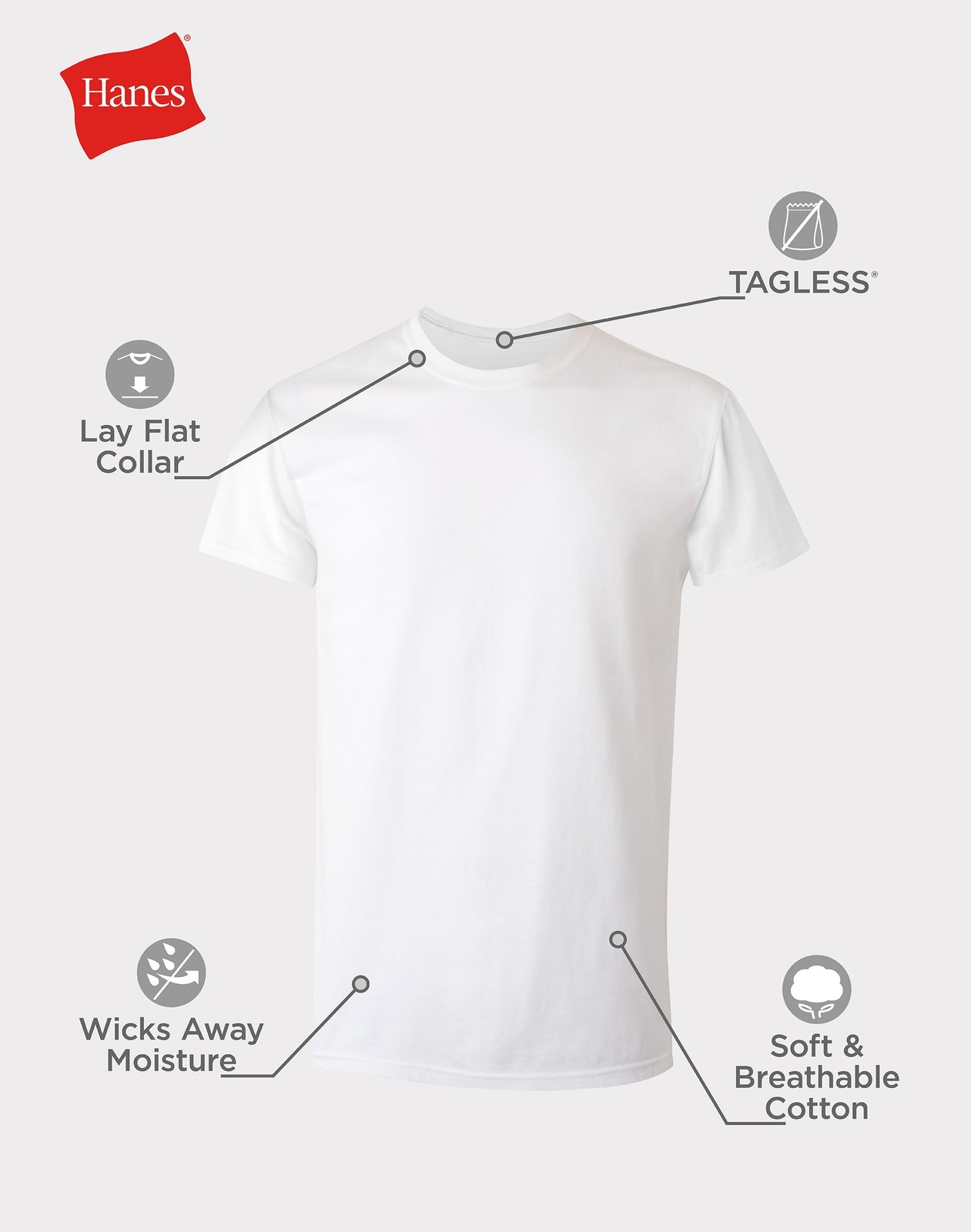 3 Pack Mens 100% Cotton Moisture-Wicking Crew Tee Undershirts,3XLarge White gallery