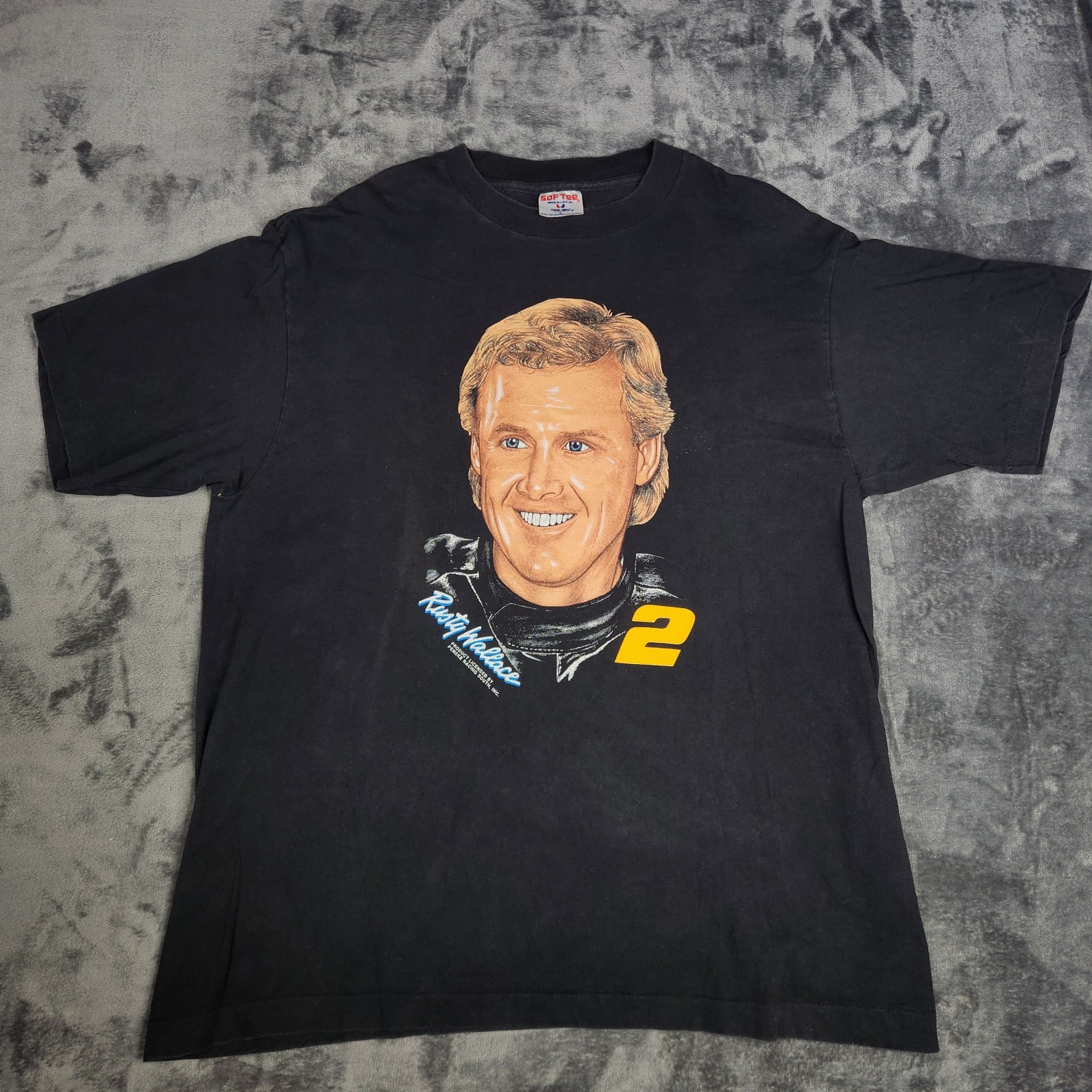 VTG Rusty Wallace #2 Miller Lite T Shirt Large Softee TeeJays Single Stitch Face