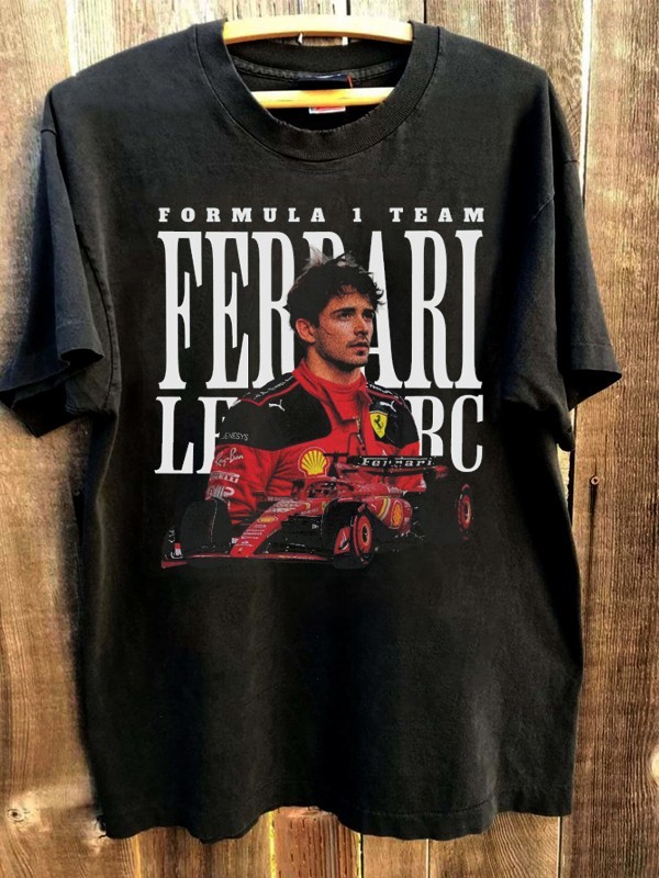 Charles Leclerc T-shirt Formula 1 Team Black tee Men Women tee NH21225