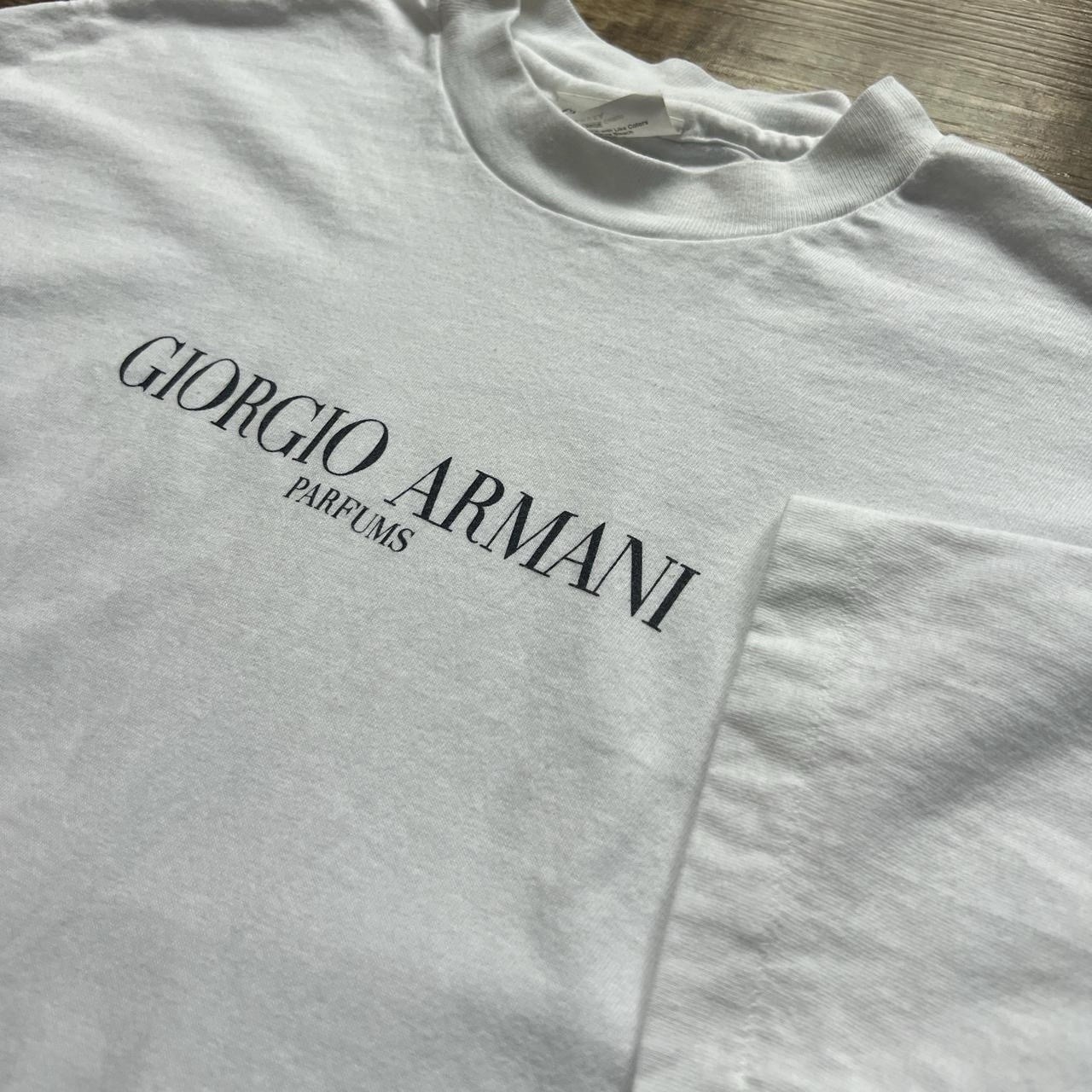Vintage 80s Single Stitch Giorgio Armani Parfums White T-Shirt Men’s XL
