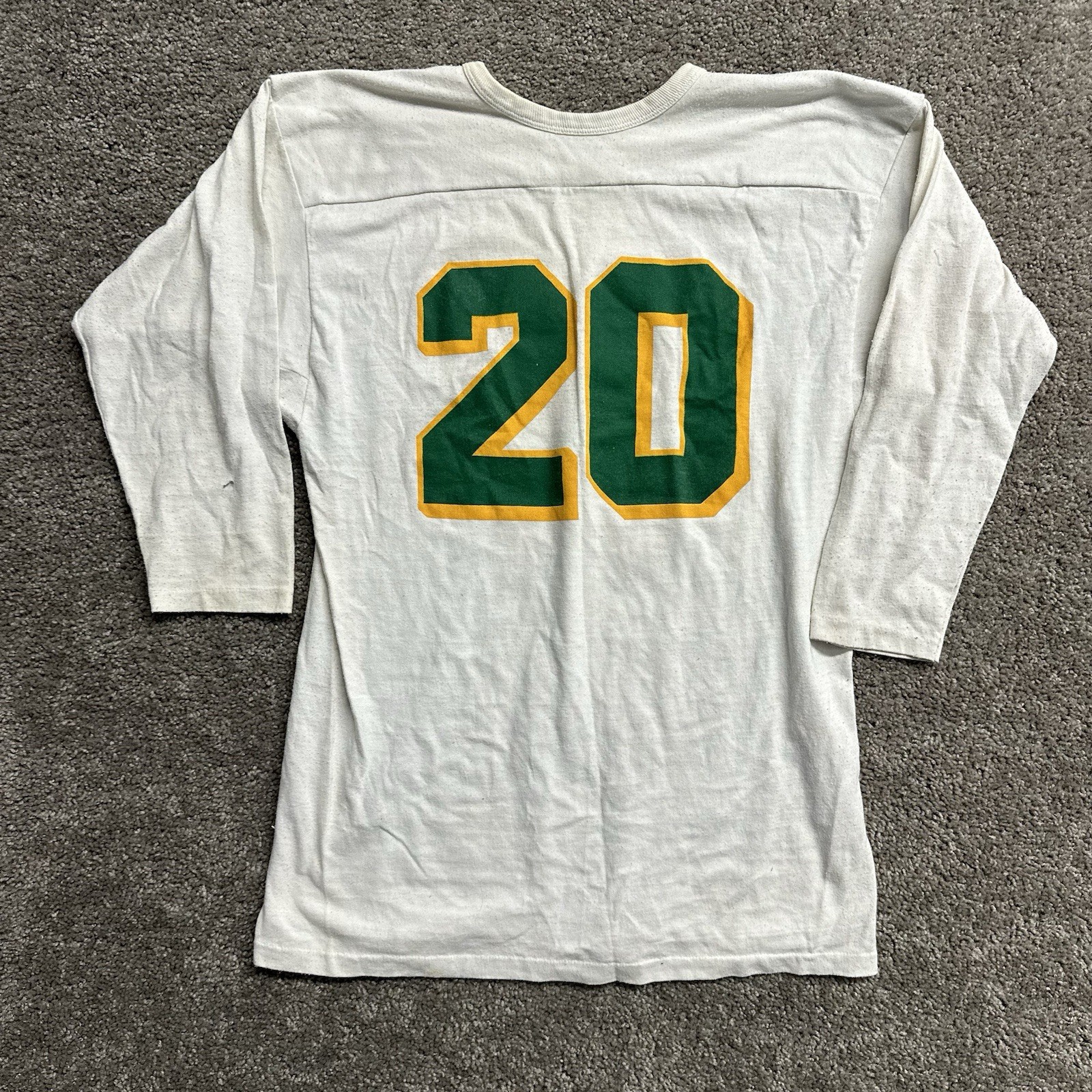 Vintage 70s 80s Minnesota North Stars White Long Sleeve Shirt V-Neck #20 X-Large gallery