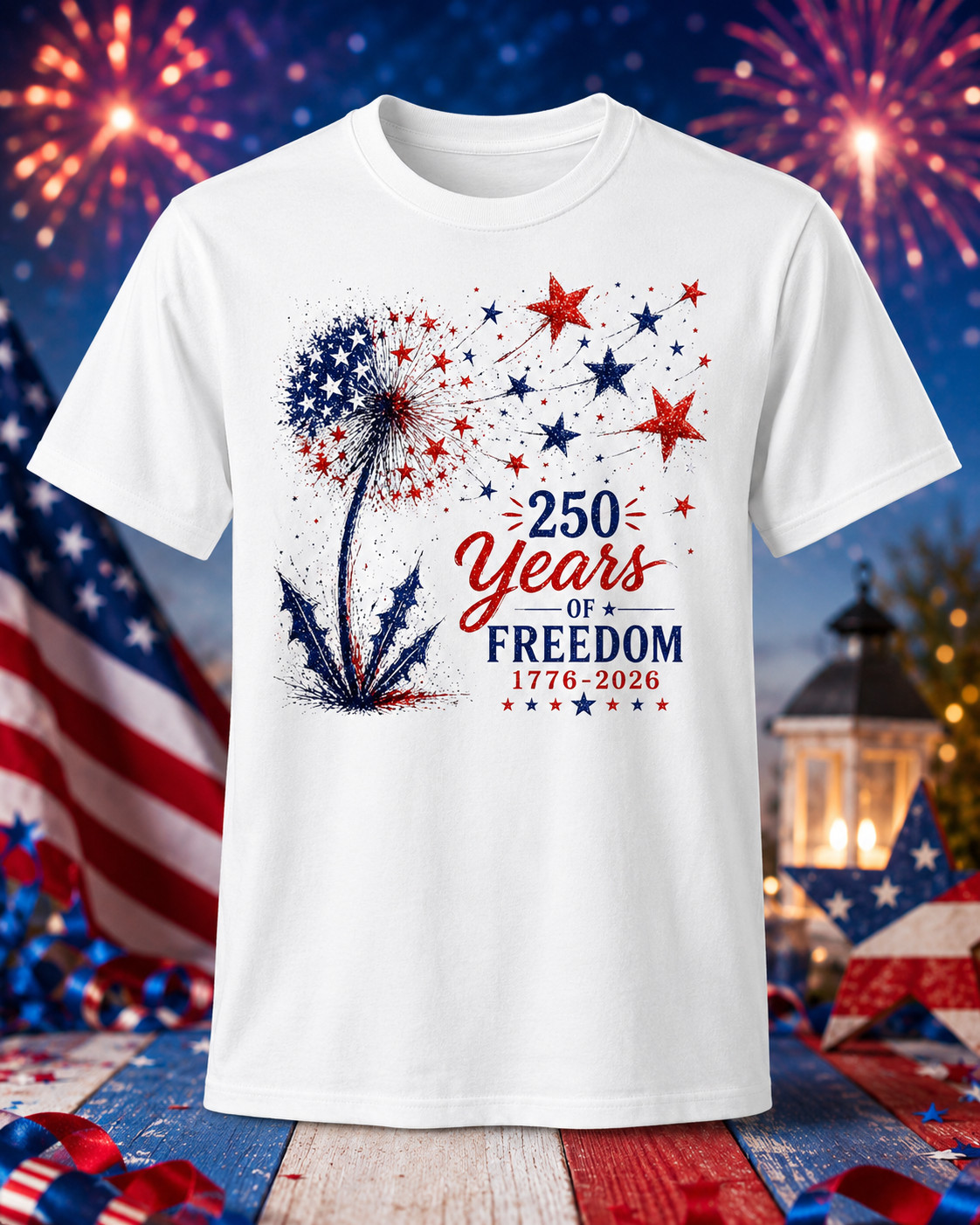 America 250th Anniversary Shirt 1776-2026 Patriotic Floral 4th of July Gift Tee