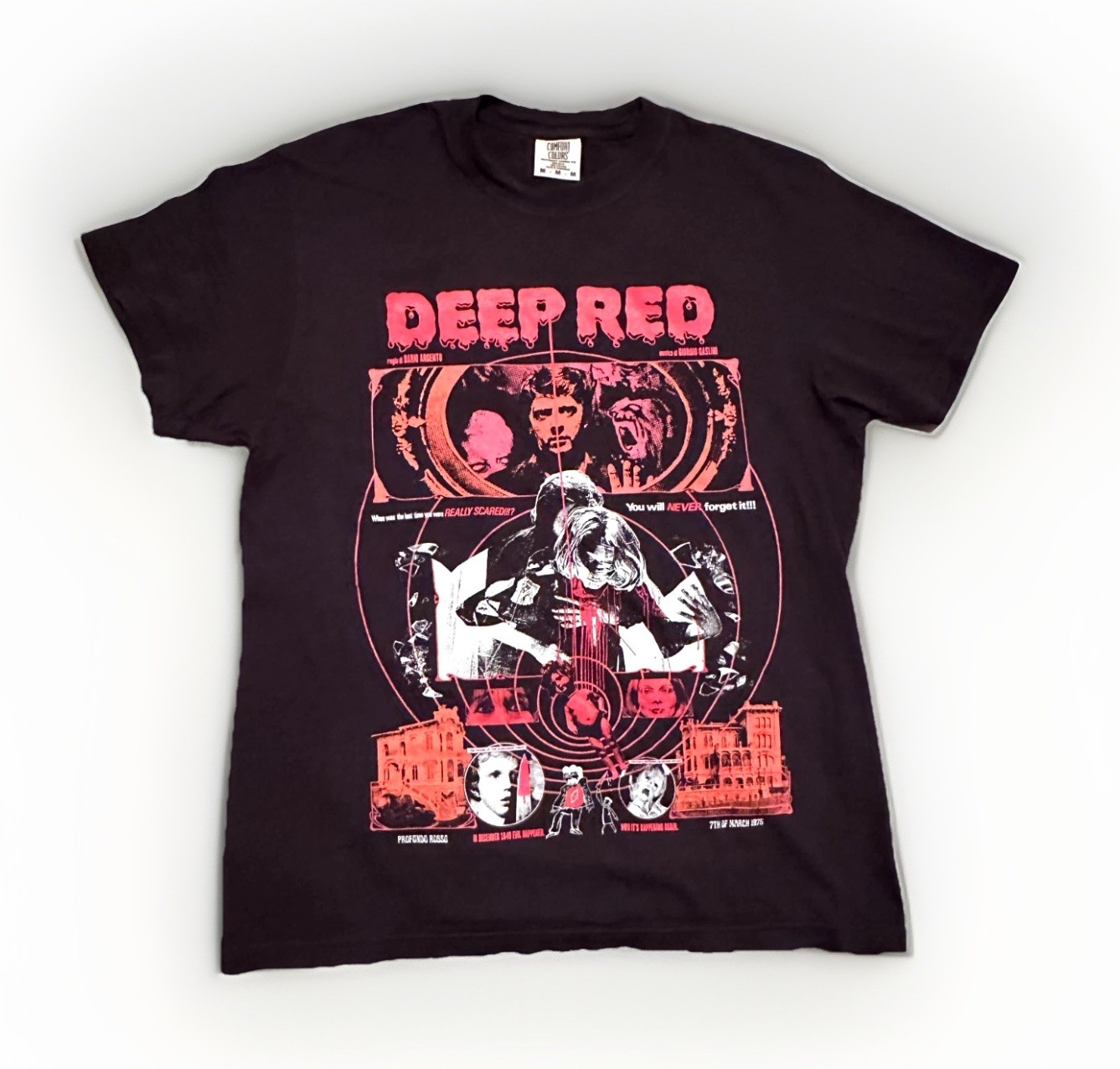 Deep Red (1975) Movie Graphic M Black T-Shirt Horror Argento Profundo Goblin