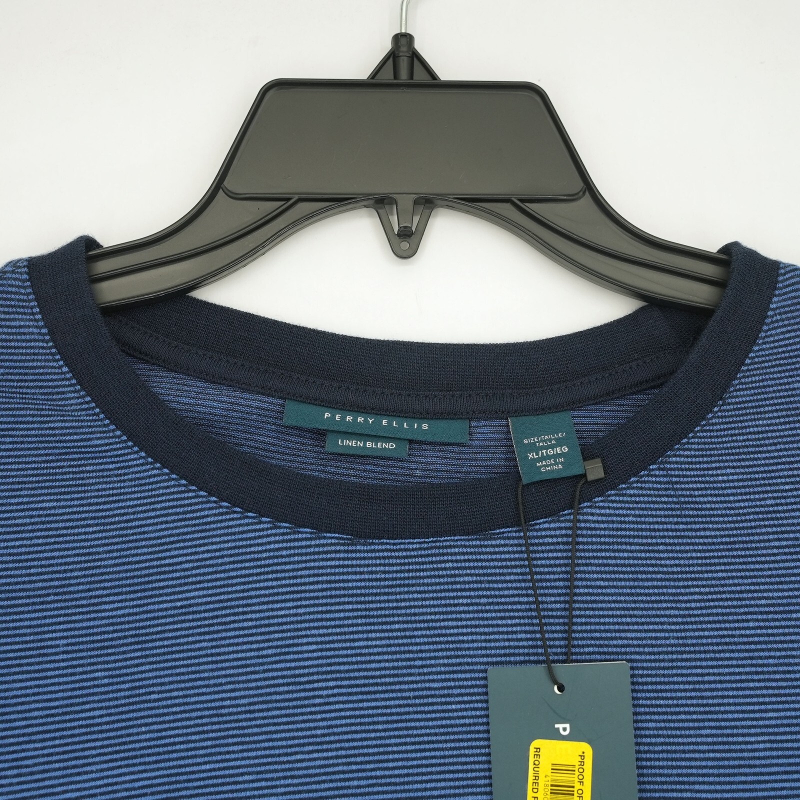 Perry Ellis Men's Short-Sleeve Shirt XL Blue Black Striped Pocket NWT gallery