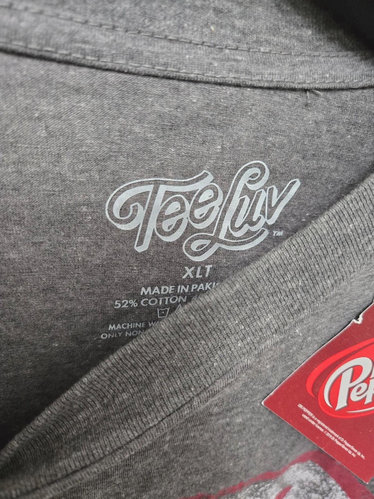 NWT! Mens Tee Luv GRAY Dr. Pepper Vintage Style T-Shirt Size XLT / XL TALL gallery