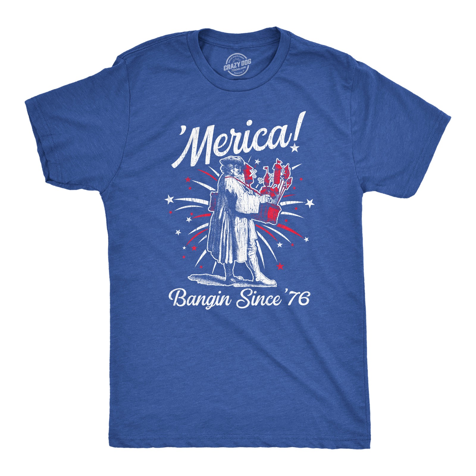 Mens Merica Banging Since 76 T Shirt Funny Fourth Of July American Fireworks Tee gallery