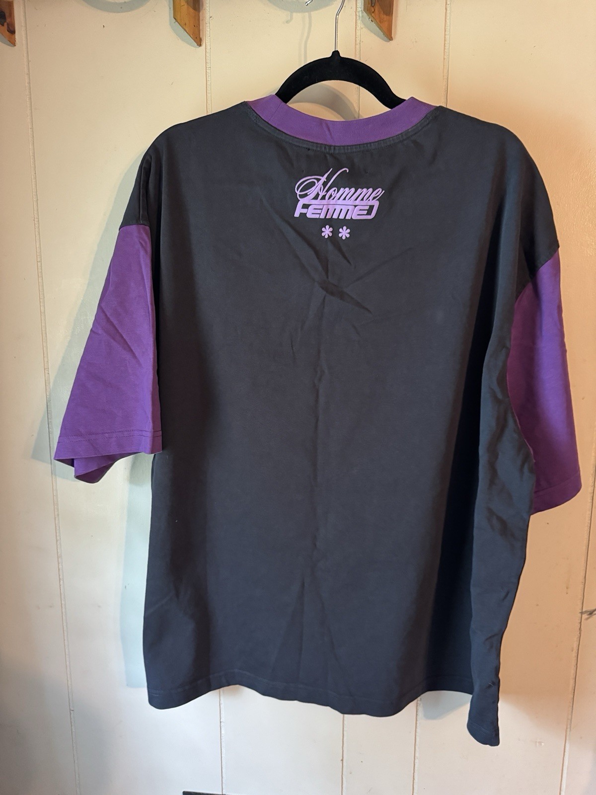 Homme Femme Destroyed Maison size L Black Purple Boxy Tee Sold Out Heavyweight gallery