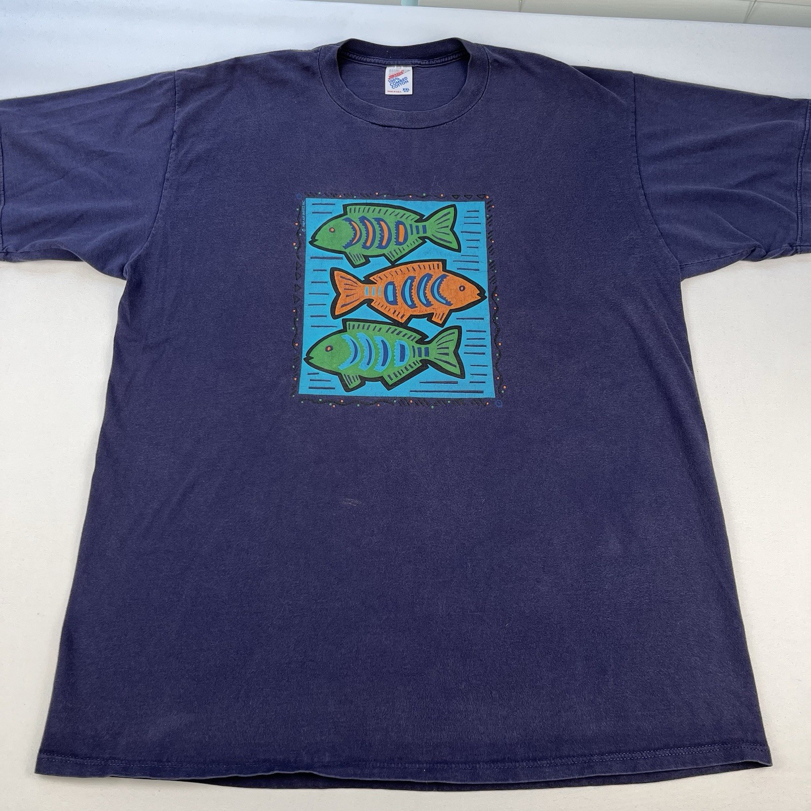 Jerzees T-Shirt Size XXL 48-50 Large Fish Art Made in USA 100% Combed Cotton gallery