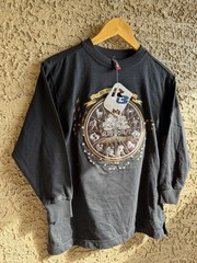 Y2K Raw Blue Half Sleeve Horoscope Black Design T Shirt Size Small