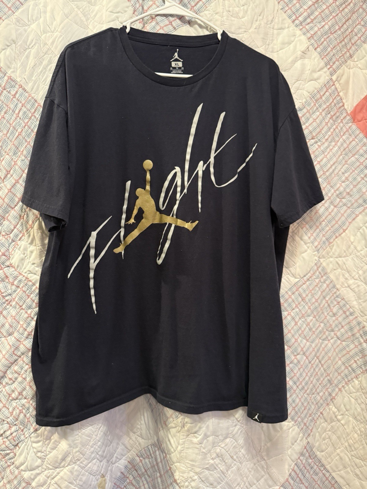 Nike Air Jordan Mens T-Shirt XL Black Gold Jumpman Gold Logo Short Sleeve Tee gallery