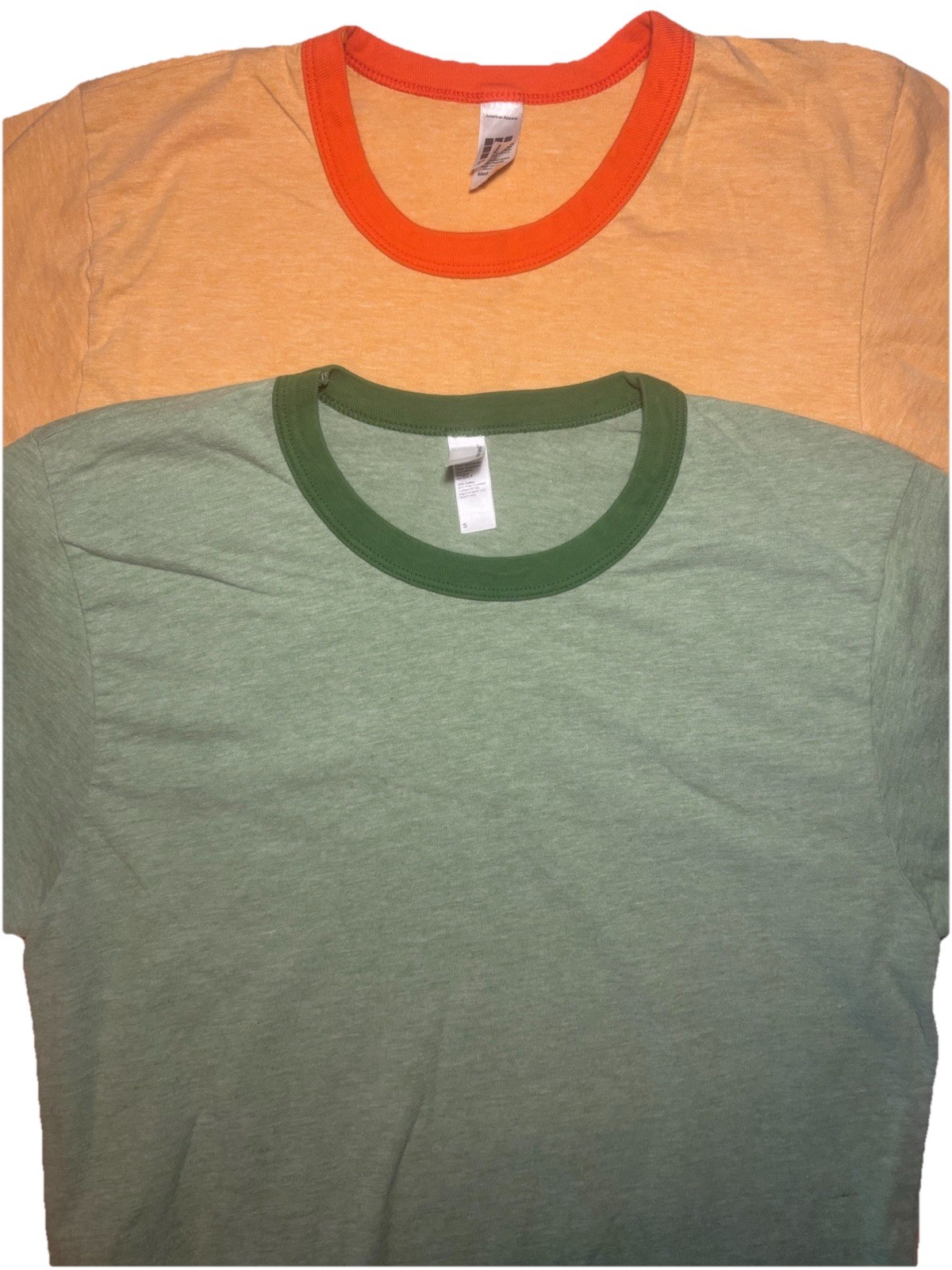Lot Of 2 American Apparel Ringer Neck T Shirt Single Stitch Adult Small Slim Fit gallery
