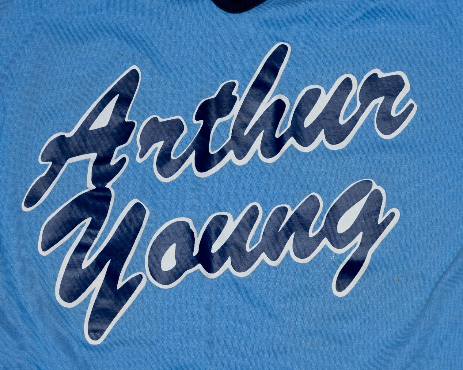 Vtg 80s Arthur Young #22 Men's T-Shirt Blue Athletic Ringer Stripes Mesh Sz M gallery