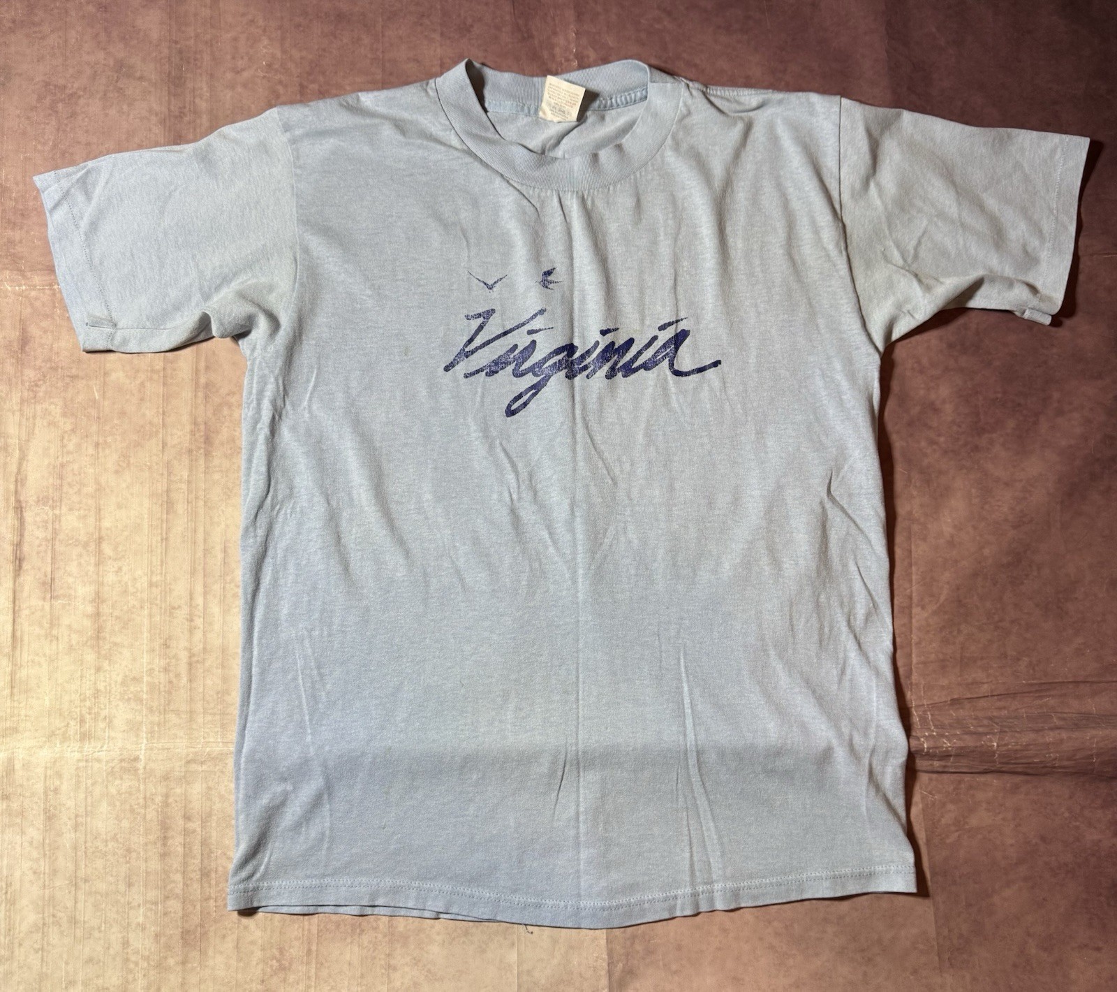Vintage Miller Brand Virginia T Shirt Sz XL 90s Paper Thin Made In USA Tee Blue gallery