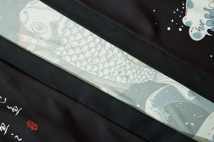 Niepce Streetwear Japanese Black Kimono Graphic Tee Samurai Short Sleeves Shirt gallery