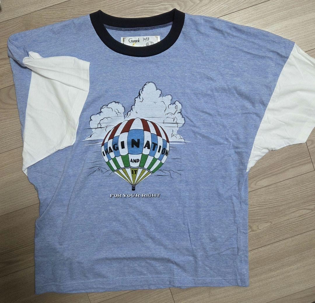 Gurank Balloon T Shirt Size M Blue Graphic Design two-tone color scheme USED
