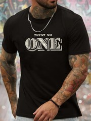 Camiseta Elegante Con Estampado De Letras Para Hombre Camisa Moda Vintagecasual