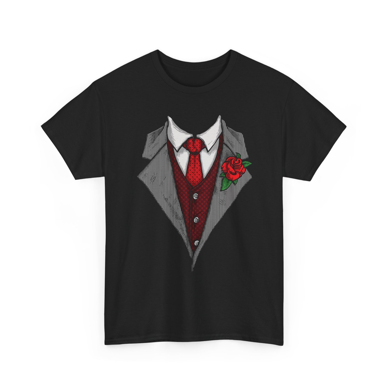 Gentleman Tuxedo Funny T-Shirt Rose Flower Novelty Formal Graphic Tee Gift