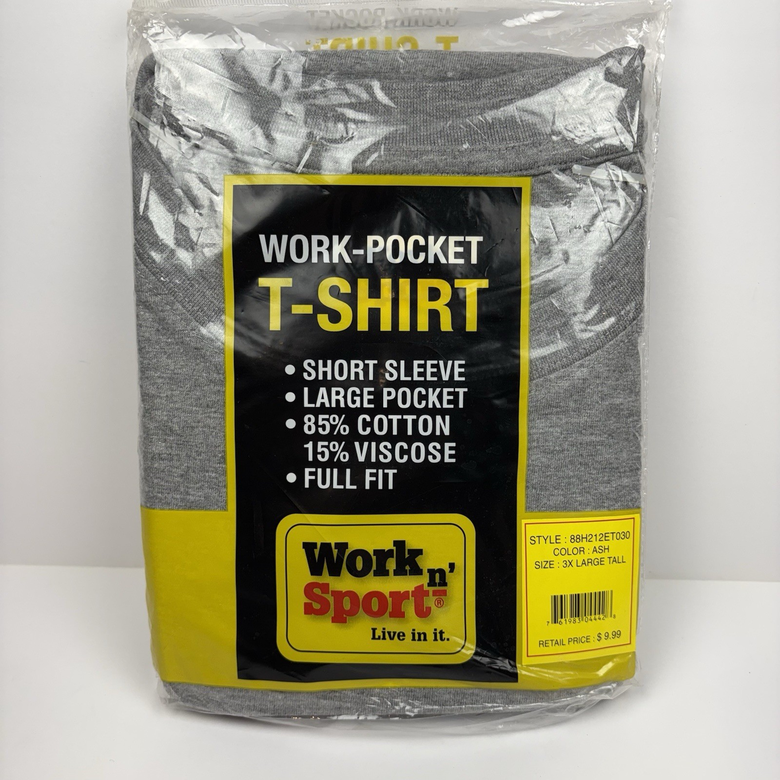 Work N Sport Pocket T Shirt Men's 3XL Tall Short Sleeve Gray Large Pocket NEW gallery