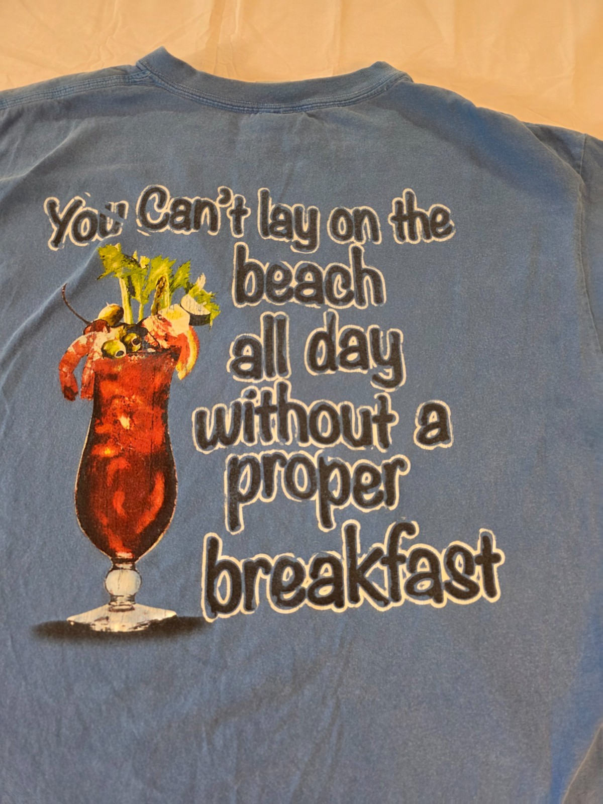 Lay on the Beach w/Breakfast Graphic T-shirt Tropical Beach Summer Vacation Lg gallery