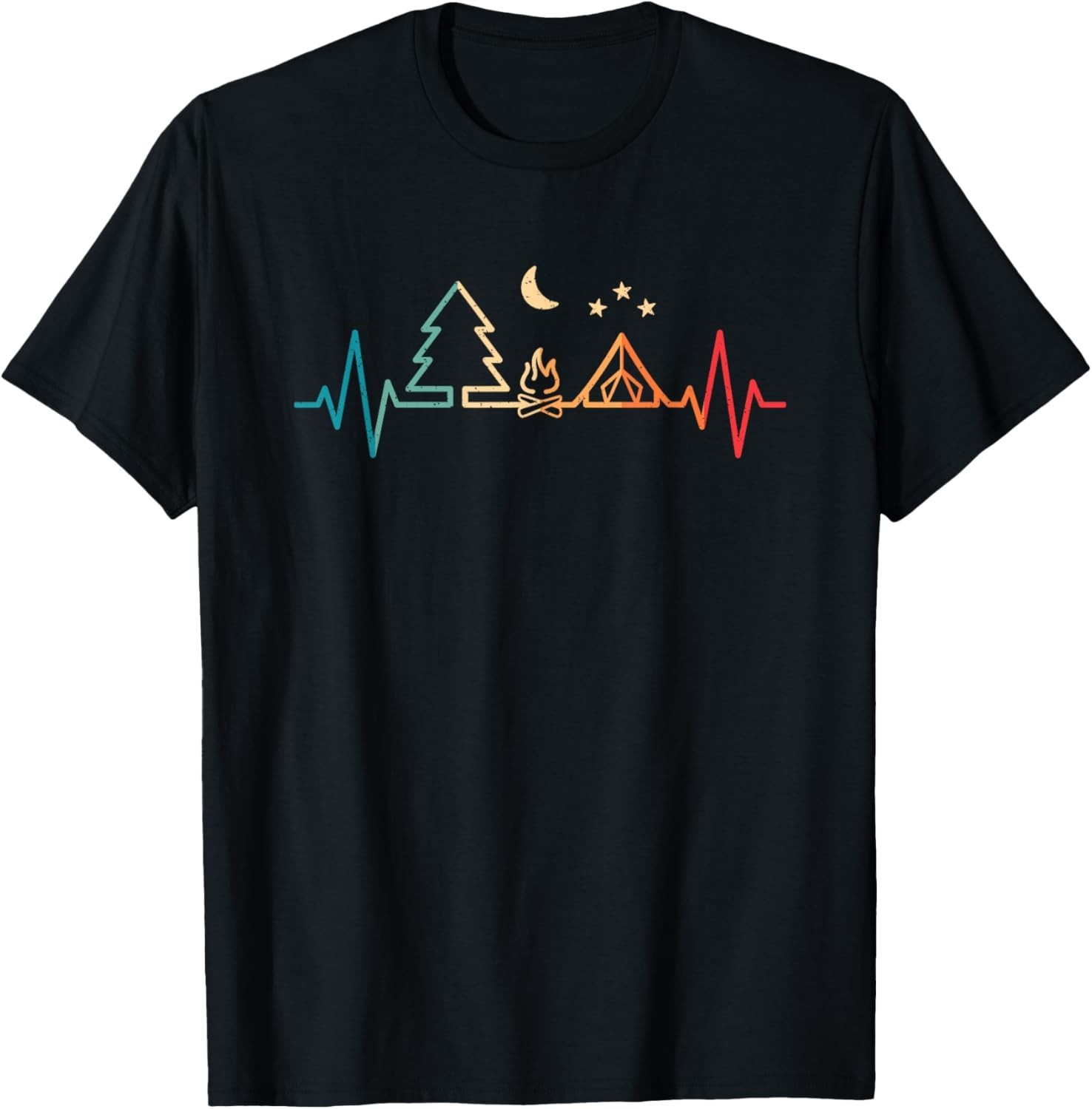 Camping Heartbeat T-Shirt Nature Camper Outdoor Hiking Gift Retro Graphic Tee gallery