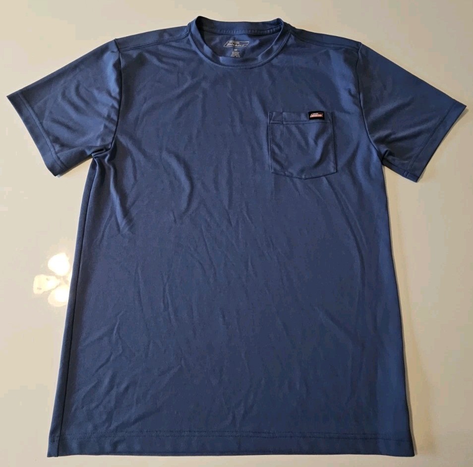 Genuine Dickies Men's Performance Pocket T-Shirt Blue Size Medium M Short Sleeve gallery