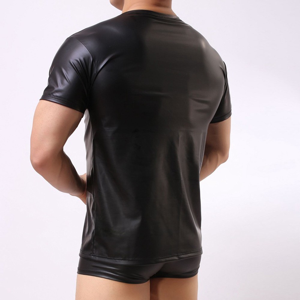 Sexy Mens Wet Look T-shirt Top Sports Muscle Shirt Party Clubwear Stage Costumes gallery